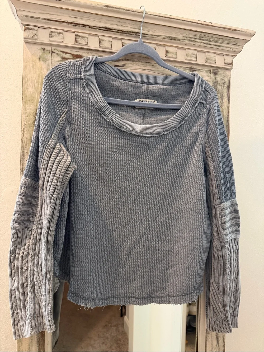 Free People We The Free Light Gray Ribbed Top